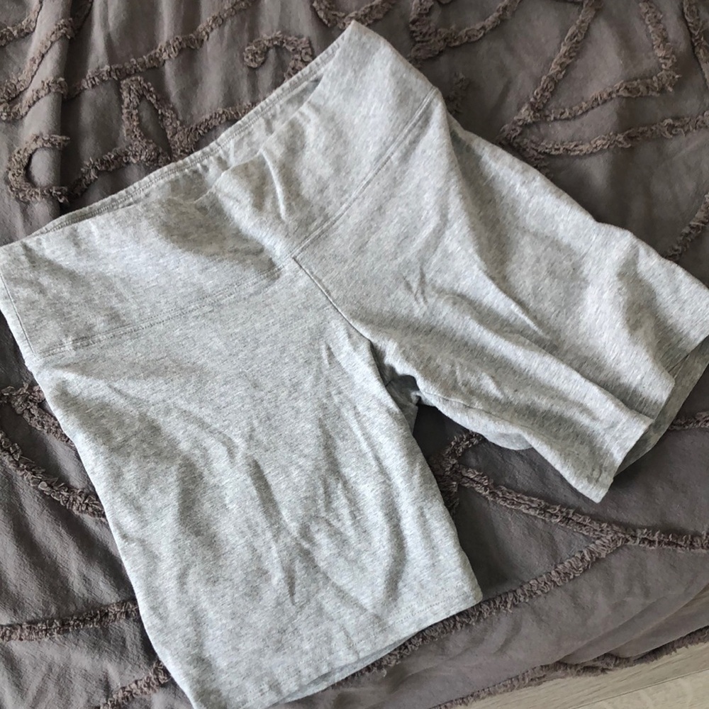 S soft grey biker shorts from Aritzia